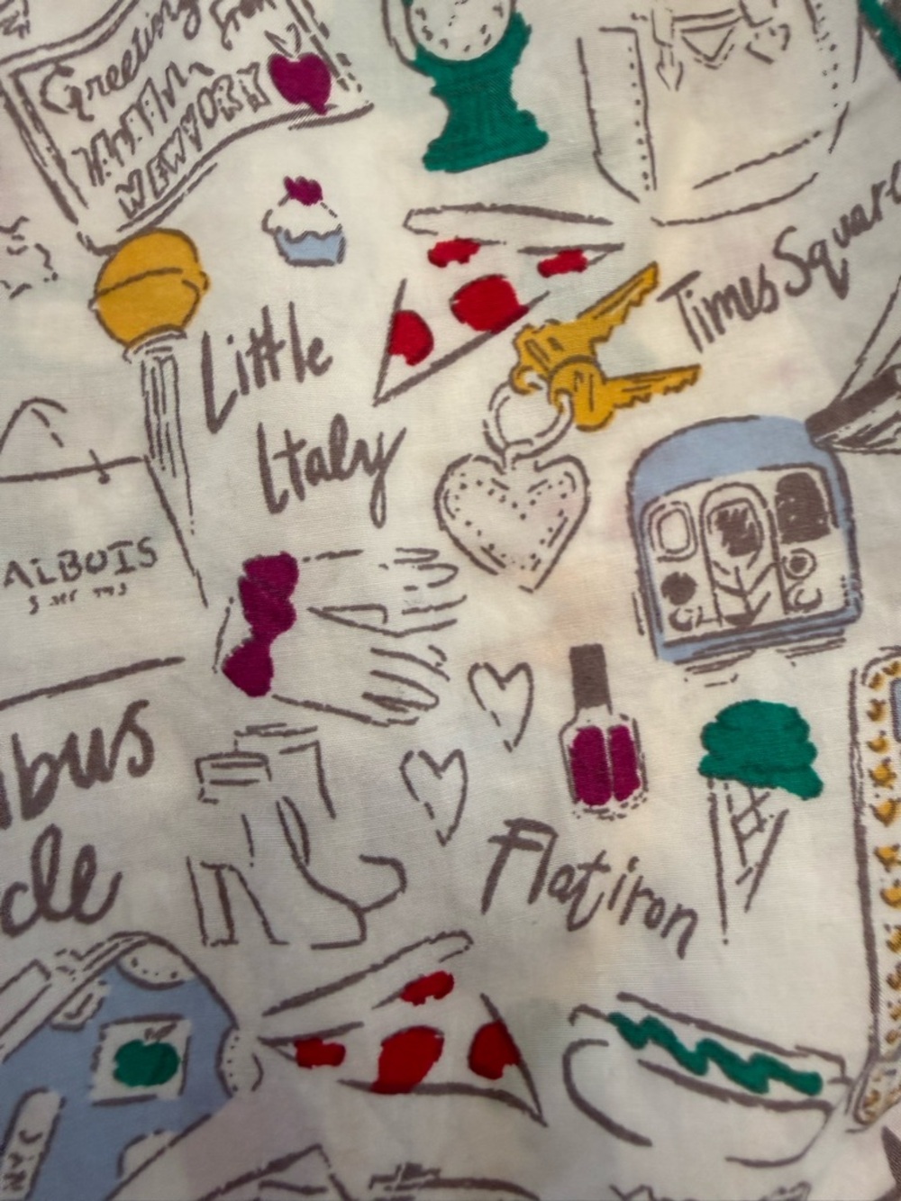 Talbots White New York City Doodle Pattern Button Up Cotton Shirt - Picture 6 of 10
